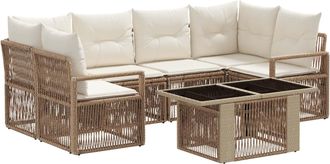 vidaXL Conjunto De Sof&aacute;s De Jard&iacute;n 7 Uds. Beige Y Blanco Crema Vidaxl
