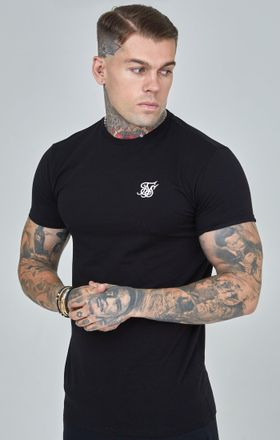 Siksilk Camiseta esencial negra para hombre SikSilk L