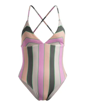 Roxy Badeanzug ROXY Vista Stripe, Damen, Gr. M, gr&uuml;n (agave gr&uuml;n very vista stripe), 93% Nylon, 7% Elasthan, Badeanz&uuml;ge Badeanzug