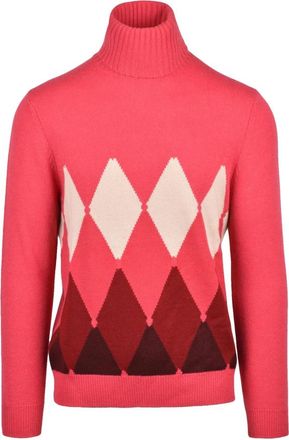 Ballantyne Kasjmier Hoge Hals Pullover Sweater - Heren - Cashmere truien - Roze - XL - Kasjmier - Truien & Vesten