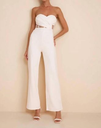 Lulus Surely Stunning Strapless Bustier Jumpsuit In Ivory