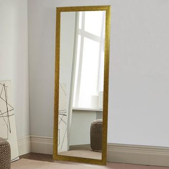 Dmora Espejo Carimate, Forma Rectangular, Tipo De Pie, Estructura Transparente, 40x105h Cm Oro