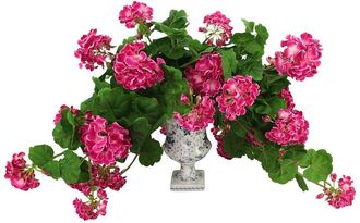 Creative Displays Inc. Handmade Faux Geraniums In Decorative Pedestal Vase