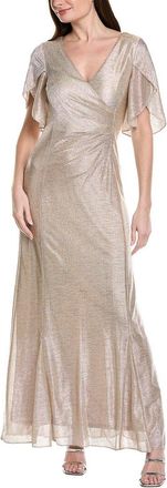 Adrianna Papell Metallic Flutter Knit Gown