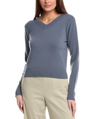 Vince Cropped V-Neck Wool & Cashmere-Blend Pullover