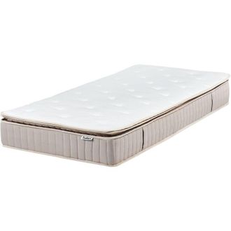 Beliani Beliani - eu Single Size Hard Latex Pocket Mattress 3ft Polyester Removable Cover Filling Zipper 7-Zone Design White Daydream