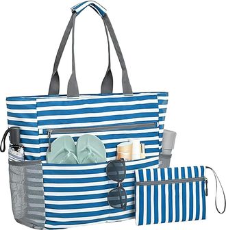 Generic Beach Bag | Sand-Proof Handbag with Coin Purse - Outdoor Waterproof Handbag with Zipper Foldable Tote for Gym Commute Hiking Daily Pool Picnic Work Ca