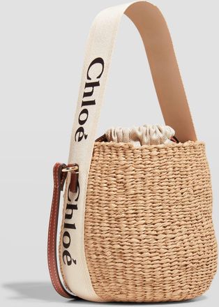 Chloé Woody Small Mifuko Basket Bag in Fair Trade Paper Embellished with Linen
