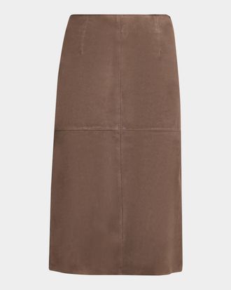 Max Mara Straight Suede Midi Skirt