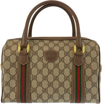 Gucci Beige Coated/Waterproof Canvas Boston Handbag (Authentic Pre-Loved)