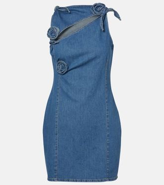 Coperni Floral-appliqué cutout denim minidress