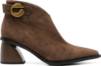 Sergio Moretti Brown Suede Mid-Heel Buckle Boots