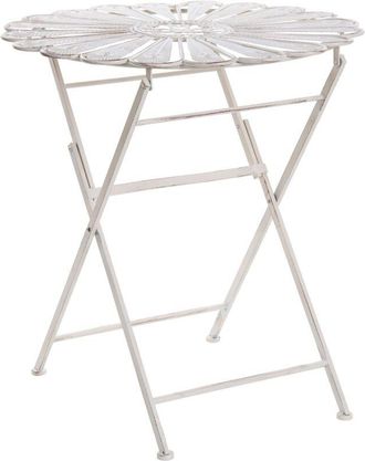 Beliani Outdoor Bistro Table Off-White Metal Powder Coated Distressed Effect PAVIA