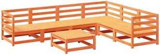 vidaXL Juego De Sof&aacute;s De Jard&iacute;n 7 Pzas Madera Maciza Pino Marr&oacute;n Cera Vidaxl