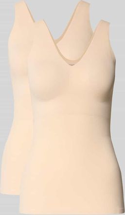 Schiesser Slim Fit Top mit V-Ausschnitt Modell Invisible in Beige, Gr&ouml;&szlig;e 36