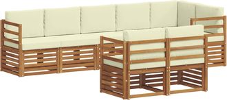 vidaXL Conjunto De Sof&aacute;s De Exterior 8 Uds. Natural Y Crema Poli&eacute;ster Vidaxl