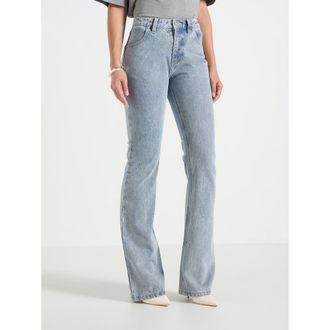 Mani&egrave;re De Voir Abbie Stacked Fit And Flare Jean in Mid Blue at Nordstrom, Size 10