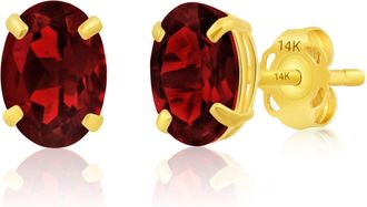 MAX + STONE 14k Yellow or White Gold 7x5mm Oval Stud Earrings with Push Backs