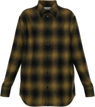 Balenciaga Wol T-shirt met ruitpatroon - Dames - Overhemden - Bruin - XS - Wol - Overhemden