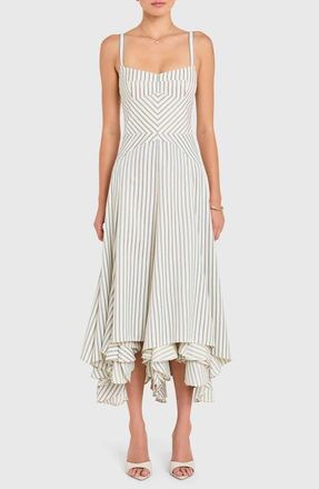 Amanda Uprichard Monterey Stripe Handkerchief Dress in Oxford Blue Stripe at Nordstrom, Size X-Large