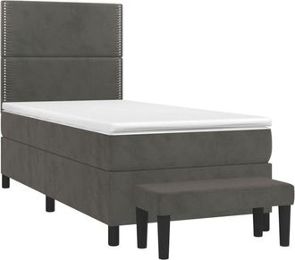 vidaXL Vidaxl - Cama Box Spring Con Colch&oacute;n Terciopelo Gris Oscuro 80x200 Cm