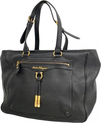 Ferragamo Black Leather Tote Bag (Pre-Owned)