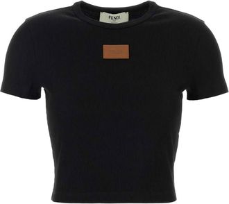Fendi Black Logo Crew Neck Top