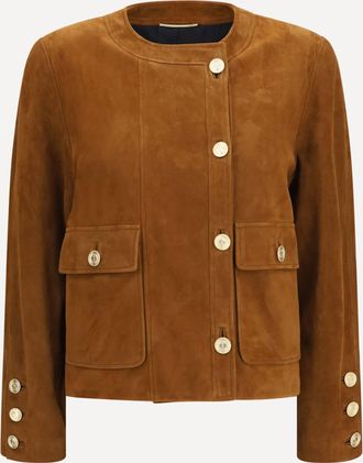 Saint Laurent Giacca corta con bottoni in suede Woman 38