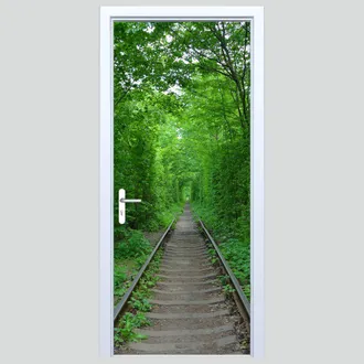 OEM Adhesivo De Tela Para Puerta Con Dise&ntilde;o De Antiguas V&iacute;as En El Bosque 350pd