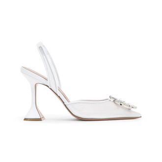 Amina Muaddi White Embellished Pumps