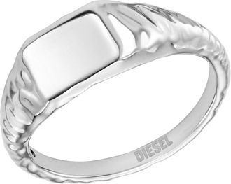 Diesel Stainless Steel Signet Ring - Rings - Unisex - Silver
