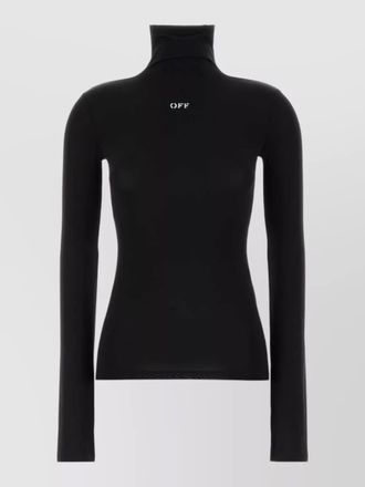 Off-white jersey turtleneck long sleeve top