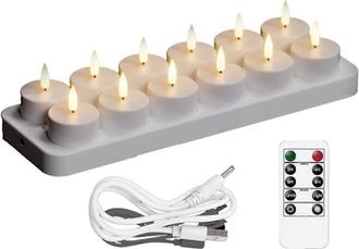 OEM Velas Led Recargables Con Calefacci&oacute;n, Paquete De 12 Unidades, Crean Un Ambiente C&aacute;lido, Ideales Para La Decoraci&oacute;n Del Hogar Y Para Usar En D&iacute;as Fest