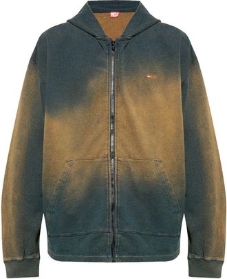 Diesel Felpa S-Blaxt-Hood-Zip con cappuccio - Verde