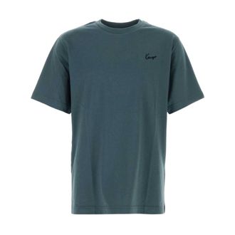 Kenzo Tops, Heren, Grijs, XL, Katoen, Signature Geborduurd T-shirt