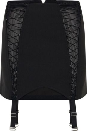 Dion Lee lace-up sheer miniskirt - women - Polyester/Wool/Polyamide/Elastane/Viscose - 6 - Black