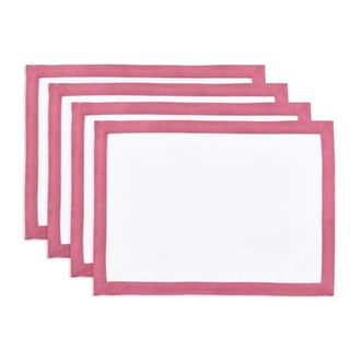 Solino Home Linen Placemats - Classic, 14 x 19 in Pink Carnation And White at Nordstrom, Size Medium