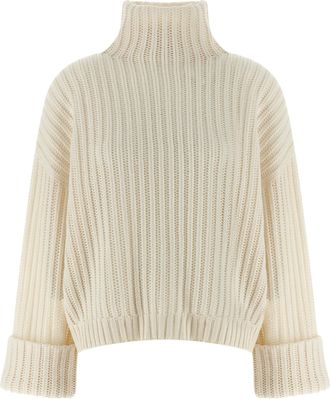 Brunello Cucinelli Cashmere Turtleneck Sweater Maglioni Bianco-Donna