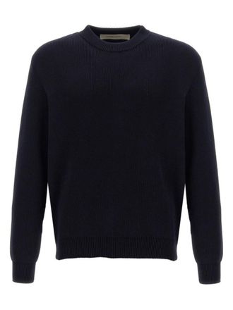 Golden Goose Blue Ribbed Finishes Cotton Sweater