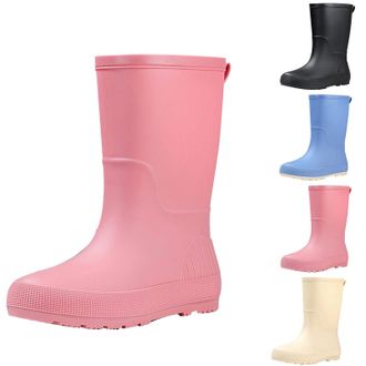 Generic Womens Wellington Mid Calf Rain Boots Size 3.5 Waterproof Slip On Water Shoes Slip Resistant Rubber Chelsea Boots Outdoor Fishing Gardening Work Mud B