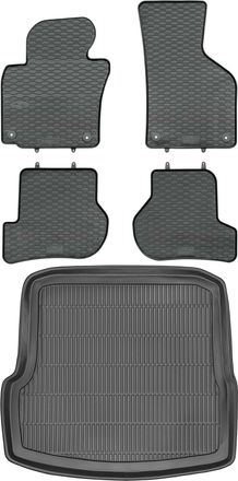 OEM Juego De Alfombrillas De Goma Para Coche Y Alfombrilla Para Maletero Para Skoda Octavia Ii Liftback (2009-2013)