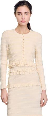 Sandro Ruffled cardigan in Ecru at Nordstrom, Size X-Large