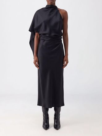 R&oacute;he Draped One-Shoulder Wool-Blend Midi Sheath Dress