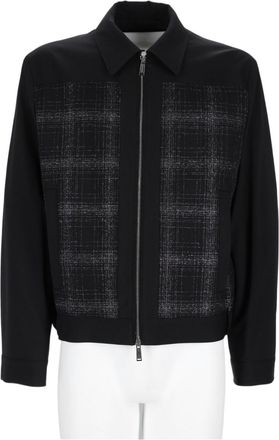 Dsquared2 Black Textured Plaid Front Zip Virgin Wool-Blend Jacket