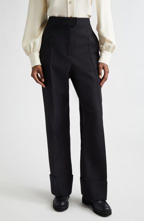 Valentino Crepe Couture Straight Leg Pants in Black at Nordstrom, Size 10 Us