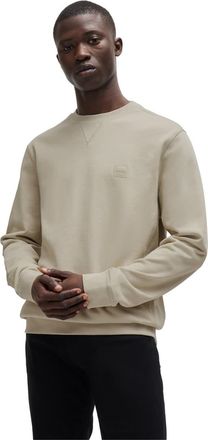 HUGO BOSS Mens Westart Crew Sweatshirt, Premium Cotton in Light Beige 271 - Size 6XL