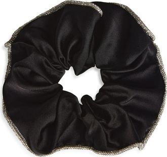 Tasha Crystal Embellished Velvet Scrunchie in Black at Nordstrom