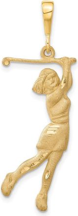 Diamond2Deal 14k Yellow Gold Female Golfer Pendant