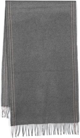 Brunello Cucinelli stripe-trim silk scarf - men - Silk - One Size - Grey
