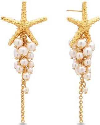 Eye Candy Los Angeles Danica Starfish Faux Pearl Drop Earrings in Gold at Nordstrom Rack